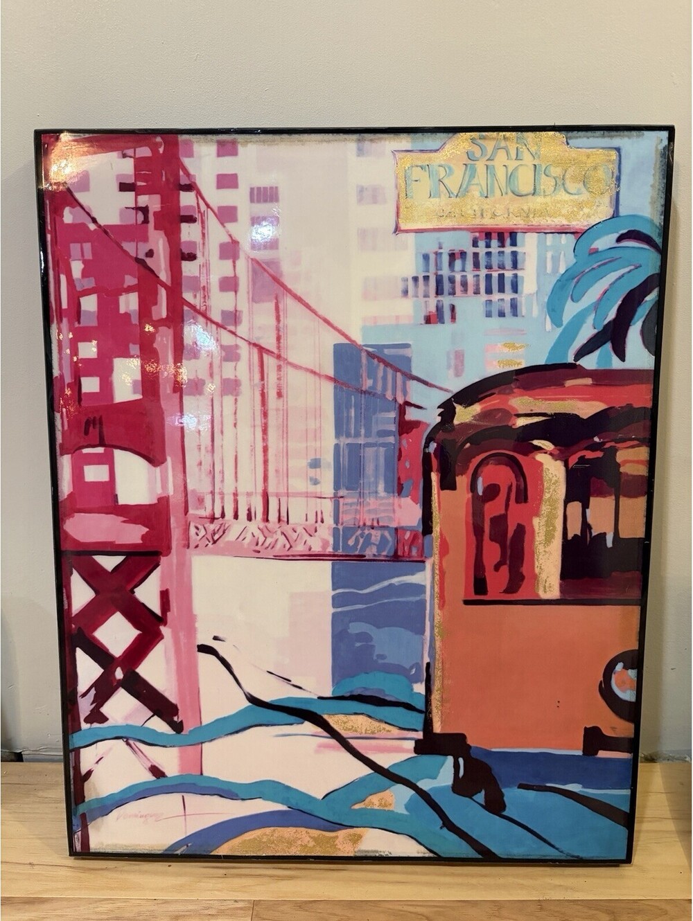 San Francisco Golden Gate Bridge & Cable Car - Wall Art  20”x16” Dominguez